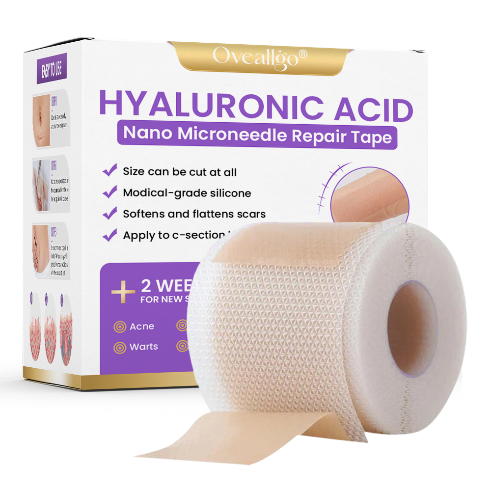✅Official Store | Oveallgo® Hyaluronic Acid Nano Microneedle Repair Tape🏥(Treatment of old and new scars, reduction of surgical scars, stretch marks, keloids, acne, burns, warts, dermatomes and varicose veins)