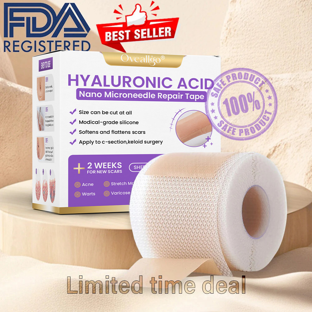 ✅Official Store | Oveallgo® Hyaluronic Acid Nano Microneedle Repair Tape🏥(Treatment of old and new scars, reduction of surgical scars, stretch marks, keloids, acne, burns, warts, dermatomes and varicose veins)